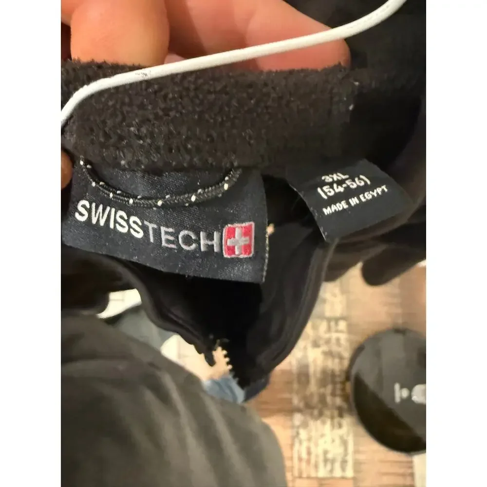 Swiss Tech Mens 3XL Black Hooded Full Zip Fleece Jacket